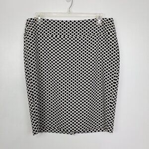 Lane Bryant Black White Taupe Moroccan Print Classic Career Pencil Skirt Size 18